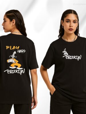 Brooklyn Street Style Oversized Graphic T-Shirt for Women – Black | XL Size