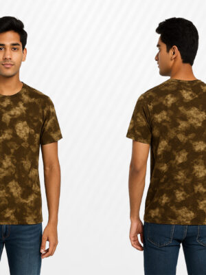 Moss Green & Ash Cloud Tie‑Dye Cotton Tee