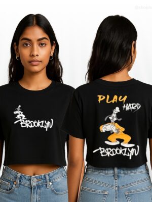 Brooklyn Oversized Black Crop Tshirt for Women – Urban Streetwear Style