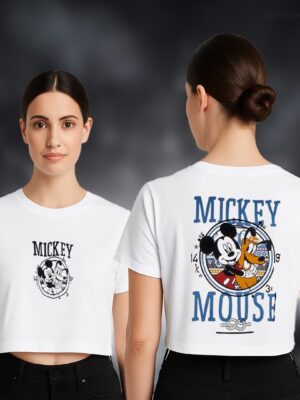 Mickey & Pluto Graphic Oversized Crop T-Shirt – White | Women's XL