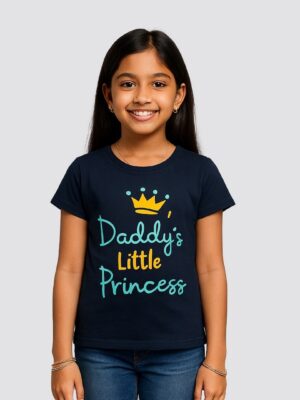 Girls’ Navy “Daddy’s Little Princess” Graphic T-Shirt – Cotton Blend | ShopiSoul Kids