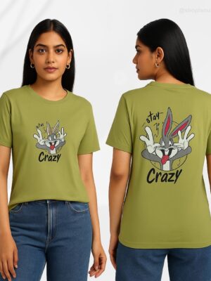 Stay Crazy Bugs Bunny Oversized T-Shirt for Women