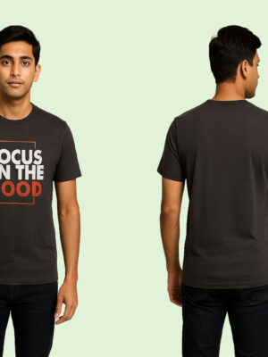 Men's Charcoal Black Cotton Graphic Print Regular Fit T-Shirt – Size S (36 Chest)
