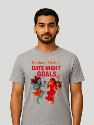 Men’s Grey Cotton Festival Graphic Printed T-Shirt – Tandav Inspired Design