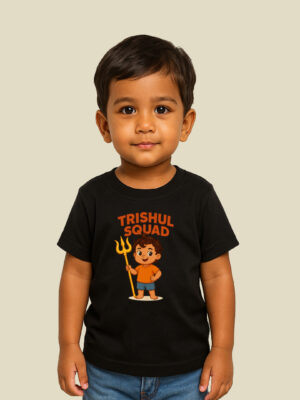 Trendy Kids Black Cotton Graphic T-Shirt | Comfortable Everyday Wear