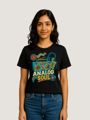 Analog Soul Retro Graphic T-Shirt for Women – Vintage Music Vibes Streetwear for Music Lovers