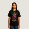 Bold Desi Fashion Tee – Neon Saree Streetwear with Pop-Art Graphic Design
