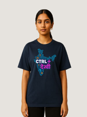 Trendy Women’s Oversized Graphic Tee with Desi-Inspired Ctrl+ Design – Streetwear Vibes