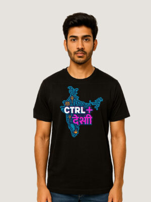 Circuit India Graphic Print Cotton T-Shirt – Trendy Black Tee for Men