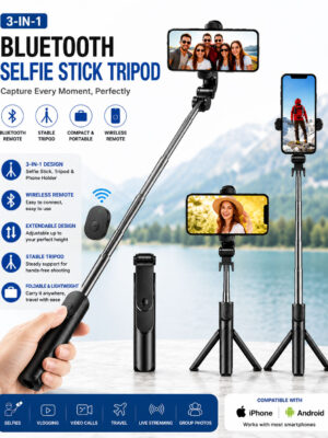 Bluetooth Selfie Stick Tripod with Wireless Remote | Extendable Portable Mobile Stand for Android & iPhone